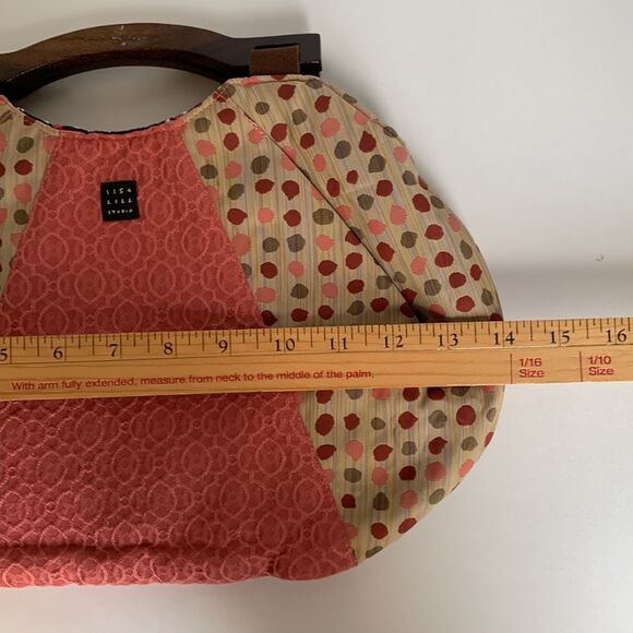 Lisa Lill Studio NWOT Wooden Handle Reversible Silk Handbag - Picture 6 of 6